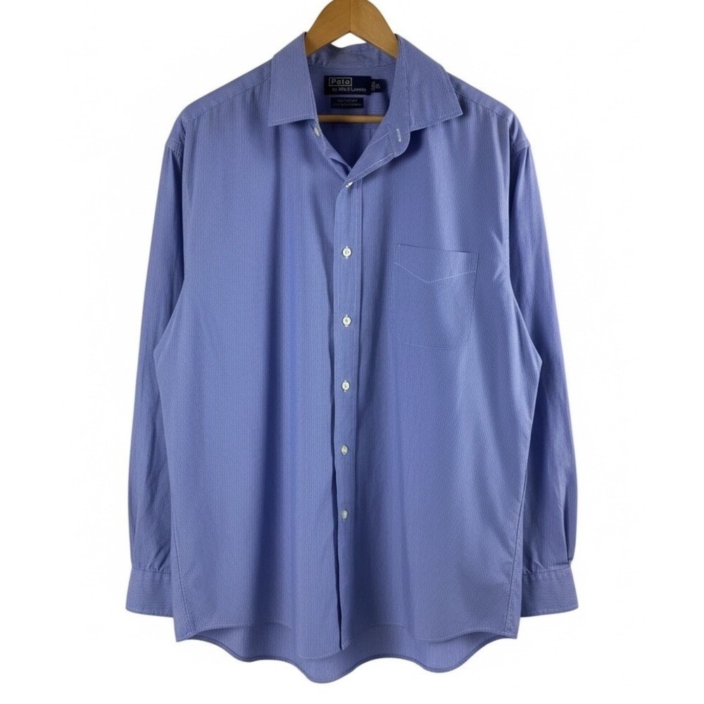 Vtg Polo Ralph Lauren Westerton Shirt Mens XL Button Up Blue 100% Two-Ply Cotton
